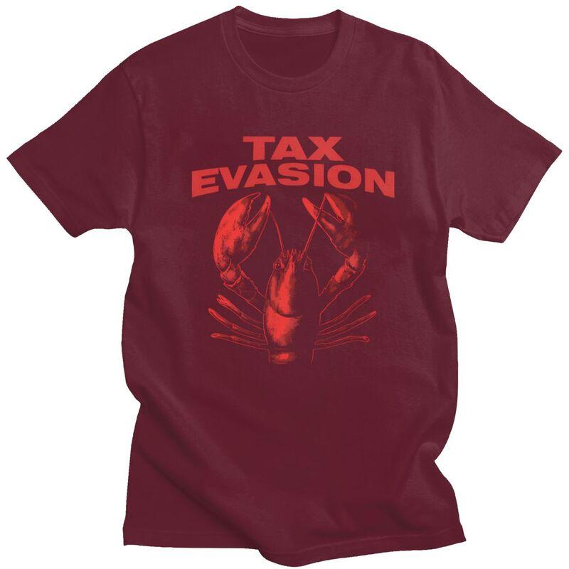 Men Funny Tax Evasion Lobster Meme Design T Shirts Summer Short Sleeve Pure Cotton Colthing Leisure Novelty Graphic Tee Tops
