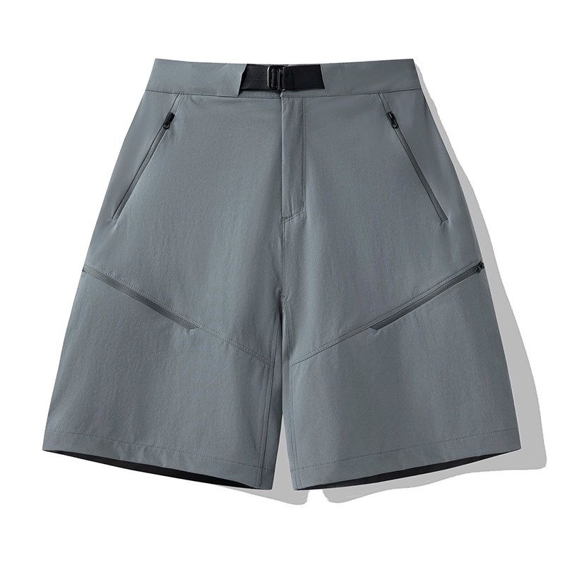 Mountain-Style Outdoor Functional Men's Summer Casual Sports Solid Color Waterproof Zipper Breathable Quick-Dry Five-Point Shorts Trendy