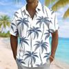 Men's Coconut Tree Print Short Sleeve Shirt Casual Button-Down Lapel Top for Vacation Beach Travel Daily Wear