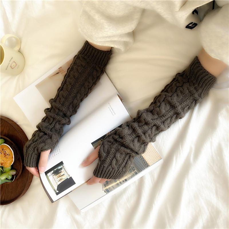 Thumb Hole Arm Sleeves Beautiful Thicker Keep Warm Winter Women Long Gloves Mittens