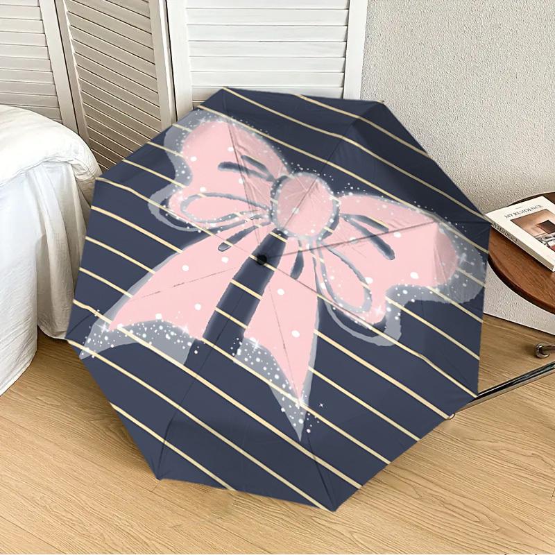 1pc Bow Tie Automatic Folding Umbrella, 8-Rib Durable Frame, Durable Foldable Design - Elegant Gift for Commute yy251210033