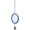 2PCS Bird Mirror with Bell Parrot Hanging Interactive Playing Toy for Cockatiel Parakeets Canaries Budgie Cage Accessories (Blue)