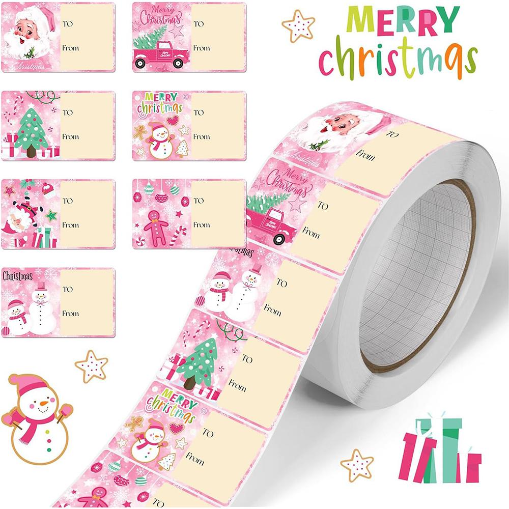 

180Stickers/Roll Christmas Gift Label Stickers Blessing Tags Festive Design Santa Self Adhesive Sticker Gift Packaging Decoratio 1roll