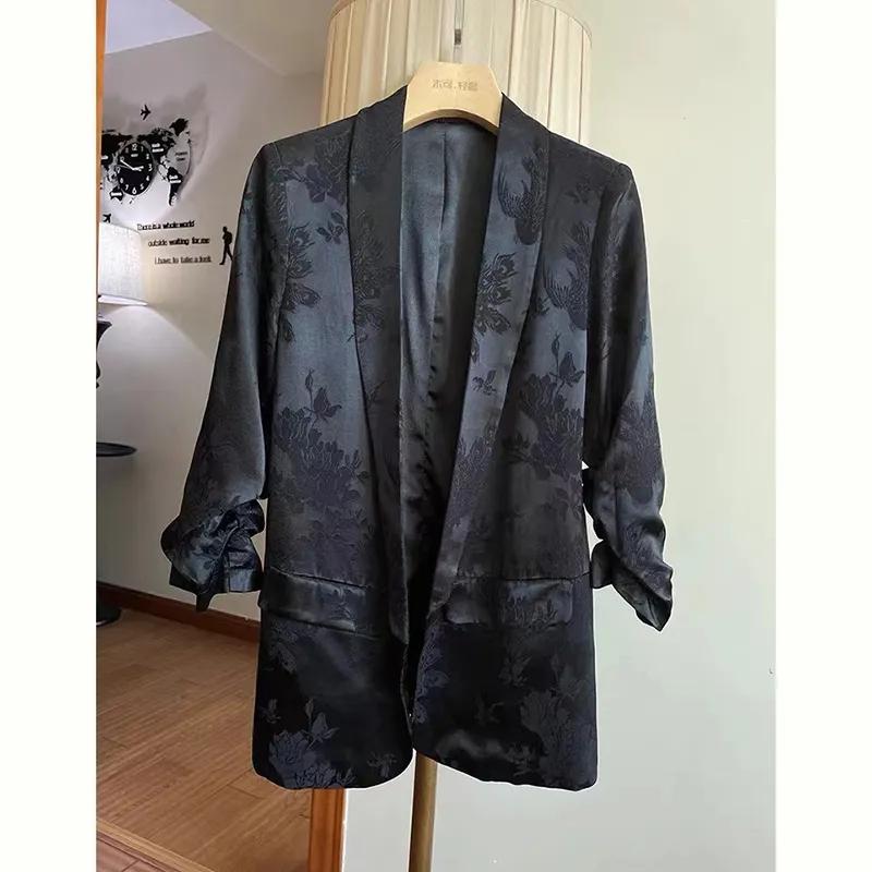 Damen Frühling/Sommer Chinesischer Stil Elegantes Anzug-Set Minimalistischer Pendler-Blazer + Hose Zweiteiliges Set