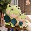 25-45cm Green Pink Frog with Lotus Leaf Plush Toys Cartoon Animal Doll Stuffed Soft Pillow for Children