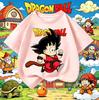 Dragon Ball Kid Goku Monkey Tail Graphic Cotton T-Shirt, Boys Girls Harajuku Streetwear Anime Children Short Sleeve Tee