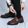 Größe 46 Leder-Fransenschuhe Herren Business-Kleid Krokodilmuster Einslipper Dicke Sohle Erhöhend Fußbedeckend Herrenschuhe