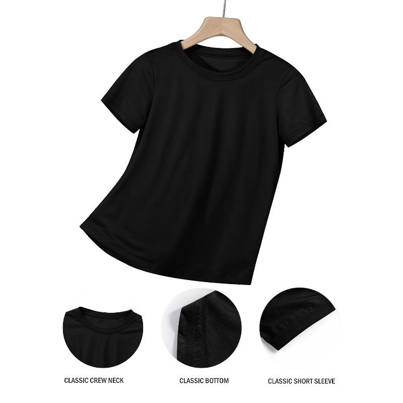 European Size Boy and Girl Fashion Short Sleeved Shirts with Letter Prints Breathable and Soft Comfortable Round Neck