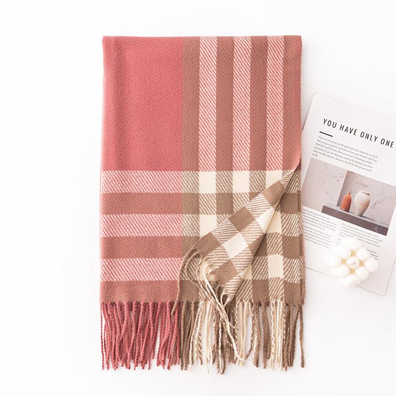 Women's New Winter Scarf All Match High End Shawl  Tassel  Korean Style Plaid  Warm Couple  Thickened Scarf
