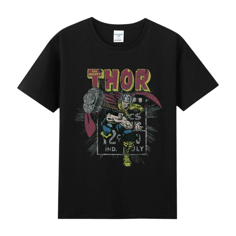 

Thor Marvel TShirt The Mighty Thor Retro Comic Print Vintage Streetwear Heavyweight Cotton Loose Fit Top for Men Women M