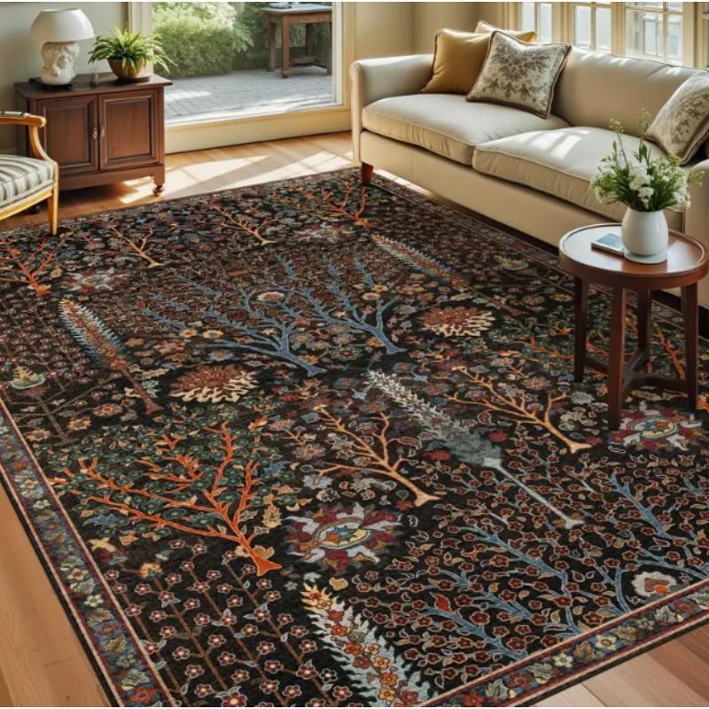 Bedroom Modern Printed Carpet Bohemian Style Anti Slip Flower Vintage Printed Carpet Restaurant Playroom Home Decoration Carpet