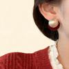 Red Velvet Geometric Pearl Earrings - 2025 Festive High-End Studs with Silver Needle for Women