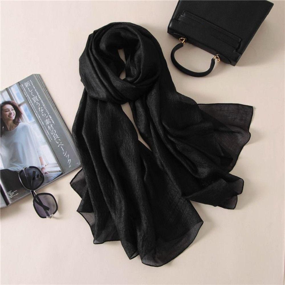 Head Wrap Women Plain Scarf Linen Plus Size Hijab New Female Sunscreen Shawl