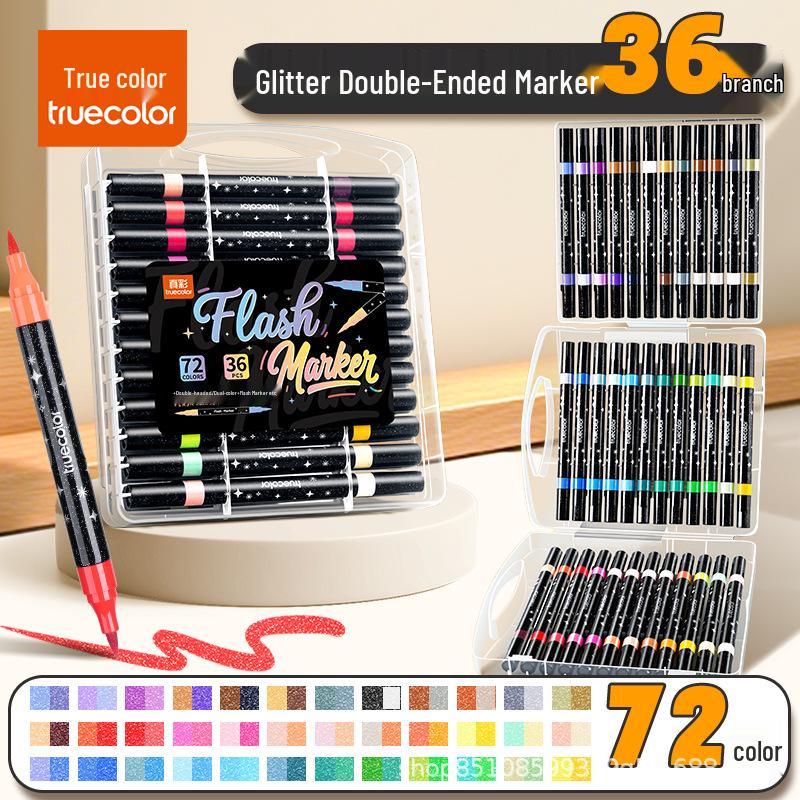 True Color Double-Ended Soft Tip Watercolor Marker for Kids - Black Box Doodle Pen