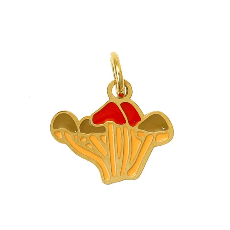 Summer On The New National Tide Does Not Fade Niche Dripping Oil Colored Mushroom Necklace Accessories Diy Design Pendant Female