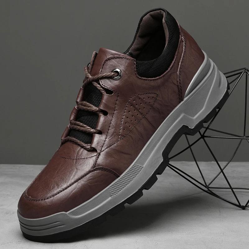 Men Genuine Leather shoes Cowhide men's shoes large size 48 49 Thick Sole Business Casual Male Shoes 2025 New