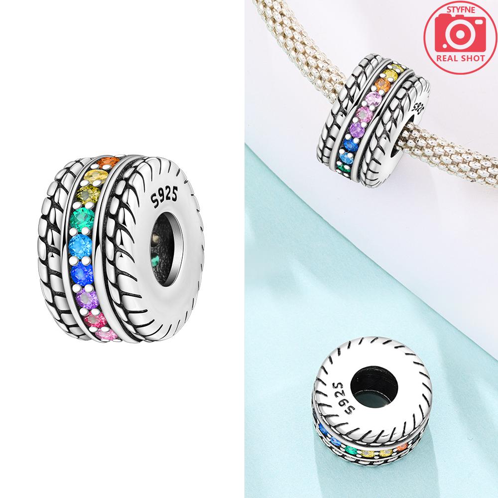 925 Silber Rosa Zirkon Liebesperlen Anhänger Passend für Armband Damen Schmuck DIY Geschenk Zarte Accessoires Jahrestag Geschenk