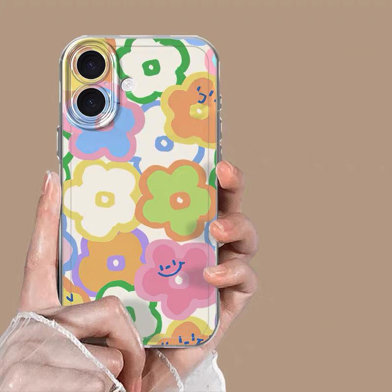 

Ins Colorful Flower Transparent Phone Case For iPhone 16 15 14 13 12 11 17 Pro Max Plus Mini Air SE X XS XR 16e 17e Clear Covers iPhone XR