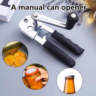 Manual Can Opener Heavy Duty Comfortable Grip 360 Degree Hand-cranking Handle Sharp Cutter Multifunctional Handheld Bottle Opening Tool Kitchen