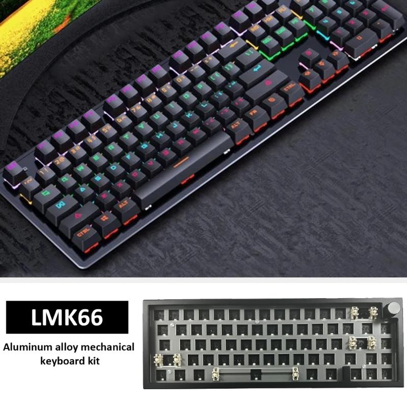 LMK66 Mechanical Keyboard Kit Convenient Switches Replacement 3Modes BT5/2.4Ghz/UsbC Hot swappable Backlights