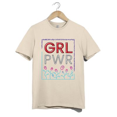 Girl Power T-Shirt Unisex GRL PWR Floral Feministisches T-Shirt Stickerei-Stil Geschenk Oberteil