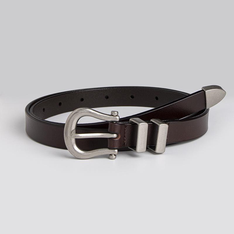 

Новый изысканный и высококлассный женский кожаный ремень для деловых поездок с пряжкой в виде подковы, универсальный женский ремень и ретро коровья кожа 105cm