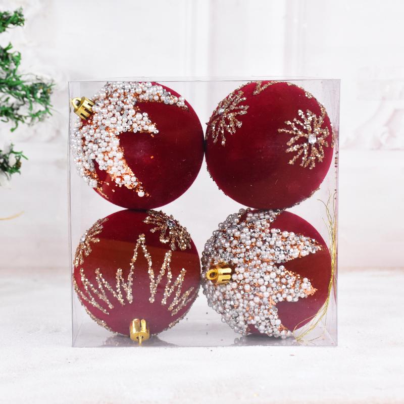 4Pcs/set Big Christmas Ball Ornaments Red Xmas Tree Hanging Pendant Christmas Decorations for Home Navidad New Year Gift