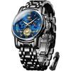OLEVS Men's Stylish Chronograph Watch Men's Business Popular Brand Large Easy To Read Analog Waterproof Quartz Black Blue
