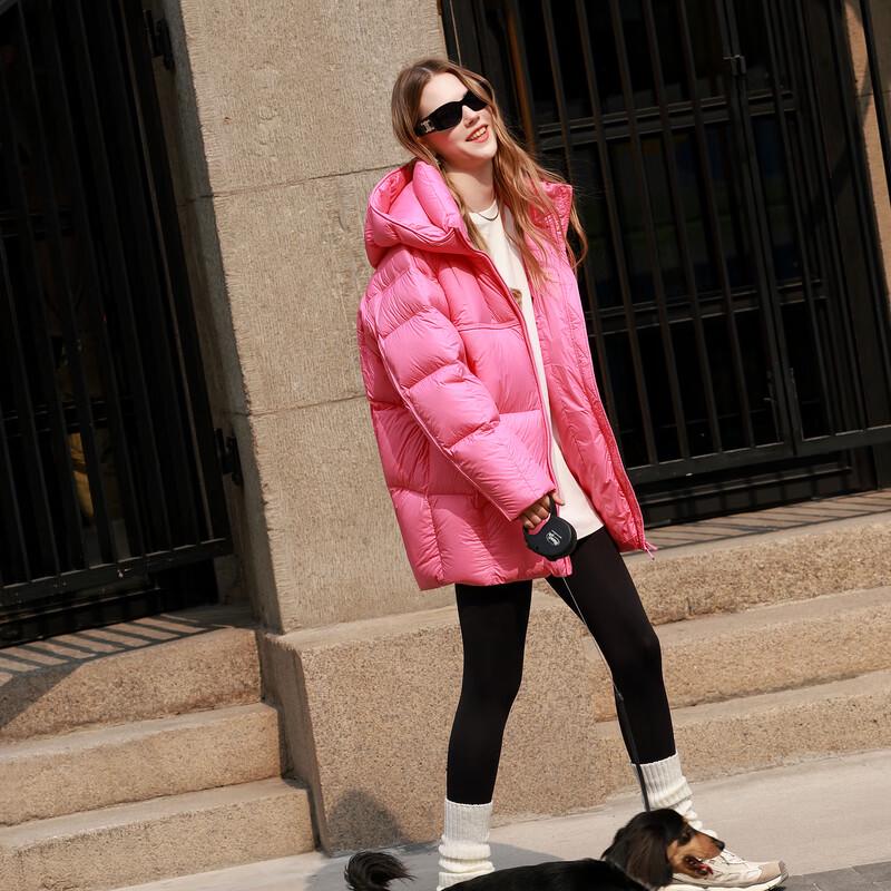 

Sancai 2025 Зимняя куртка-пуховик средней длины с капюшоном, 90% пух белой утки M