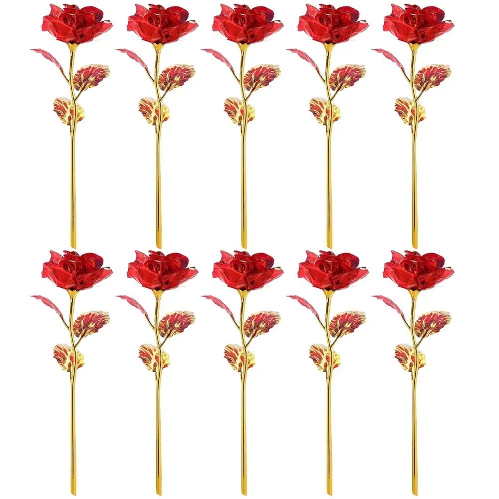 24K Golden Rose Eternal Flower Arrangement in Glass Dome Romantic Valentines Gift for Women Her Wedding Anniversary Present