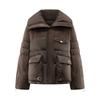 Aileiyi Women's Short Lapel Jacquard Puffer Jacket