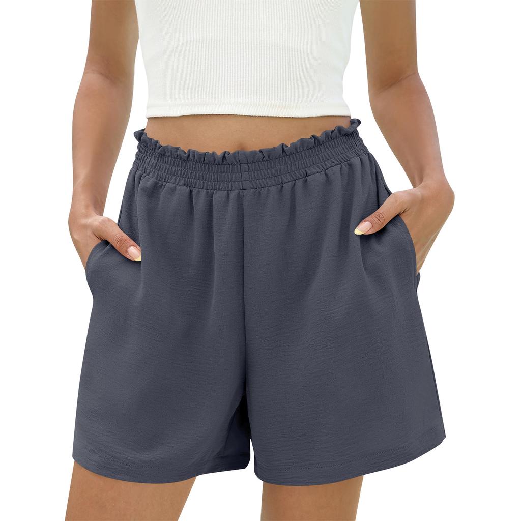 Shorts For Women Casual Summer High Waisted Wide Leg Beach Vacation Shorts With Pockets