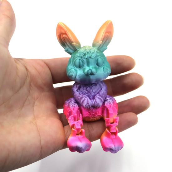 Påskhare Äggprydnad med Rörlig Ledad Kanin Inuti 3D-printad Kanin Blomma Äggfigur Påskhelg Festdekoration