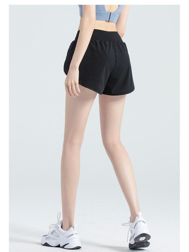 Women's Quick-Dry Breathable Yoga Shorts with Side Pocket - Anti-Exposure Design