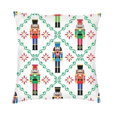 Nutcracker Soldier Toy Christmas Gift Cushion Cover Sofa Home Decorative Square Pillow Case ,(2)