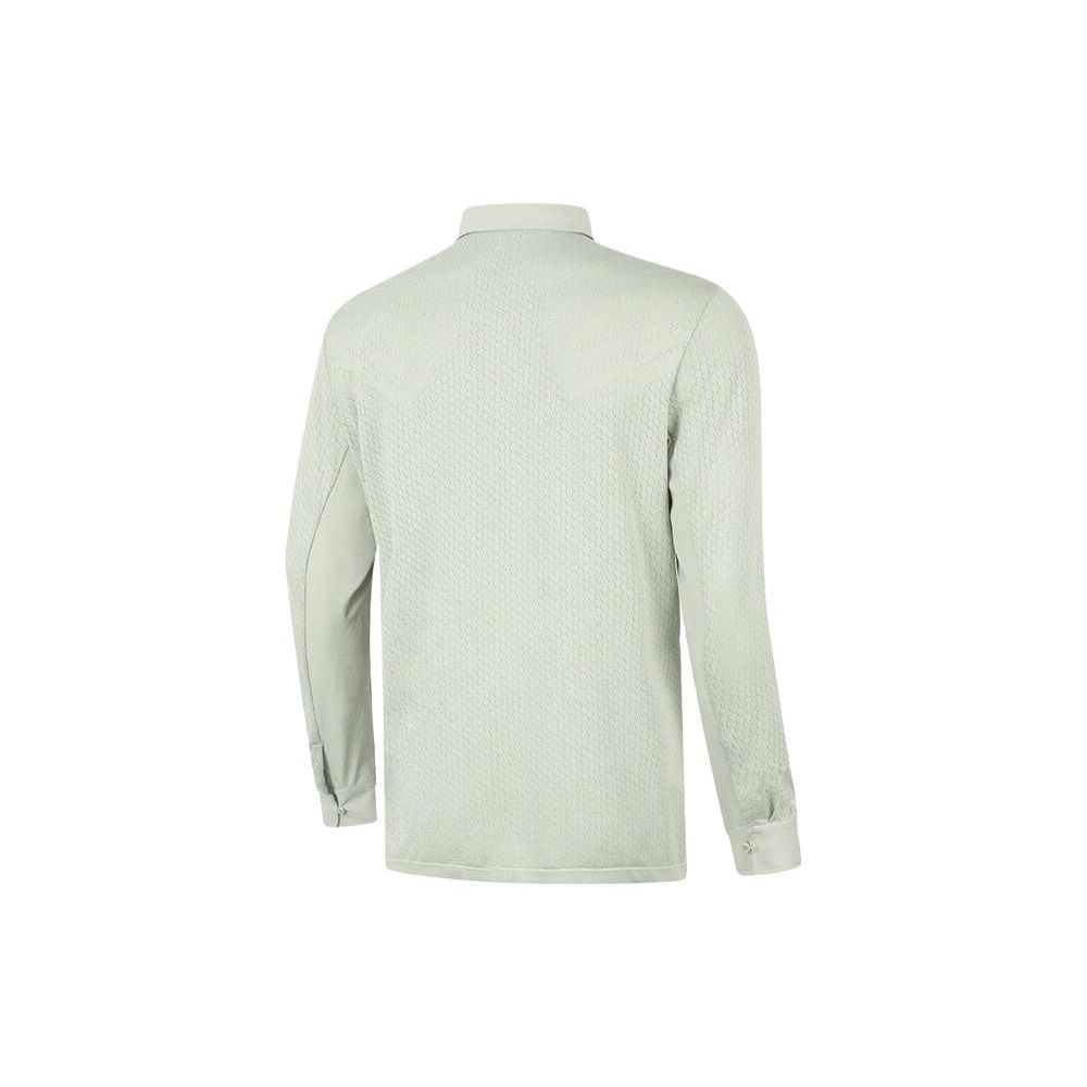 Li Ning Training Series Solid Color Spliced Long Sleeve Polo Shirt Men Polo Shirts Camel-Gray APLT221-2