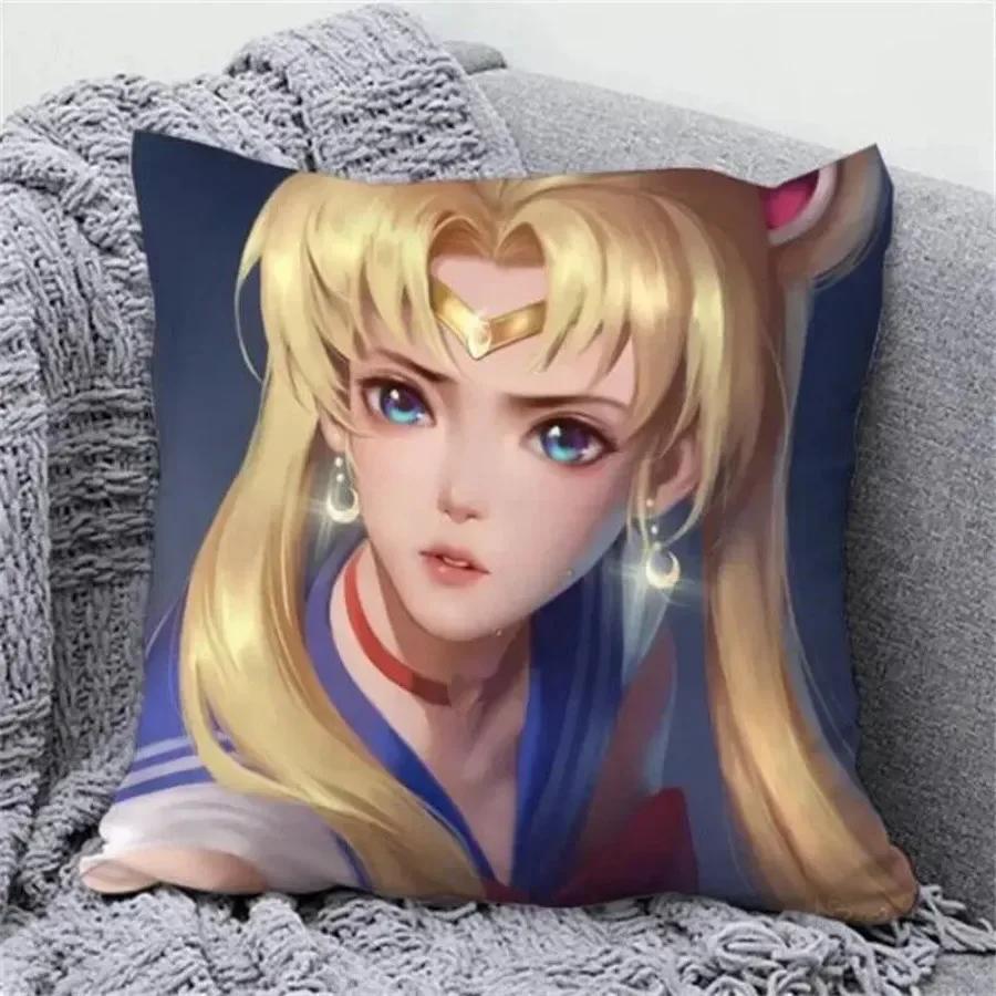 Anime Cartoon Sailor Moon Print Cushion Cover Sofa Home Decor Pillowcase