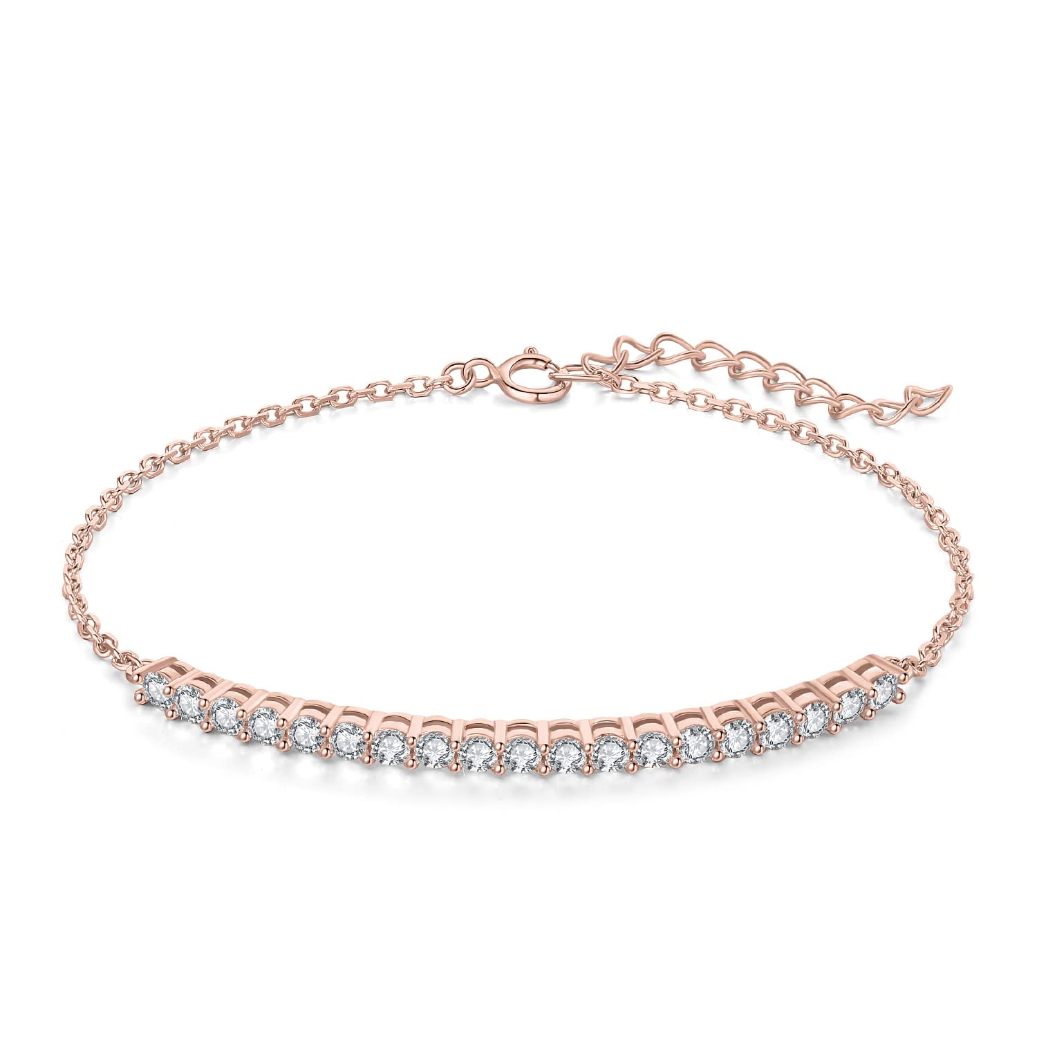 

Semicircular Red Sterling Pink Gold Gift [JewelryPalace] Bracelet, Round, 1.1ct Moissanite, Inlay, Bracelet, Adjustable, Bangle, Anniversary,