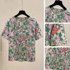 Plus Size Women's T-Shirt Short Sleeve Printed Loose Slimming Summer Korean Style Cotton Crew Neck Top for Outer Wear
