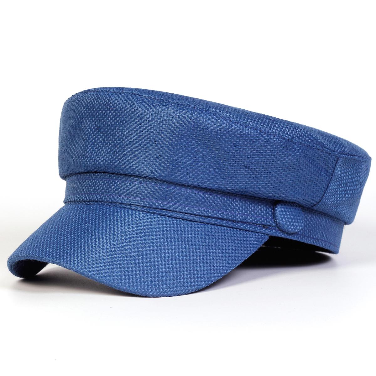 Unisex Unifarbene Militärhüte Modische Flachkappen für Damen Outdoor-Sport Kadetten Sonnenschutzhut blue