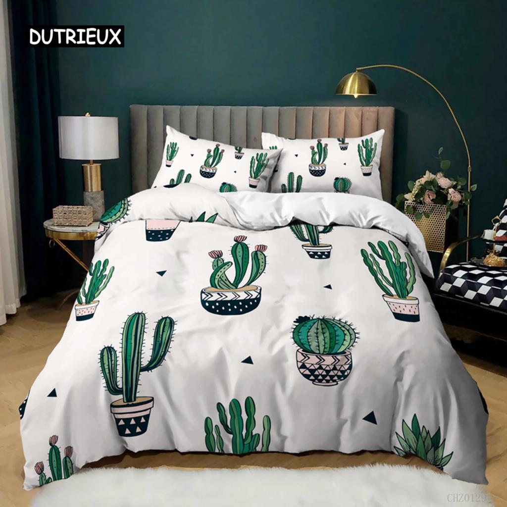 Plant Duvet Cover Set Green Ginkgo Biloba Plant Theme Bedding Set for Kids Teens Double Queen King Size Polyester Qulit Cover