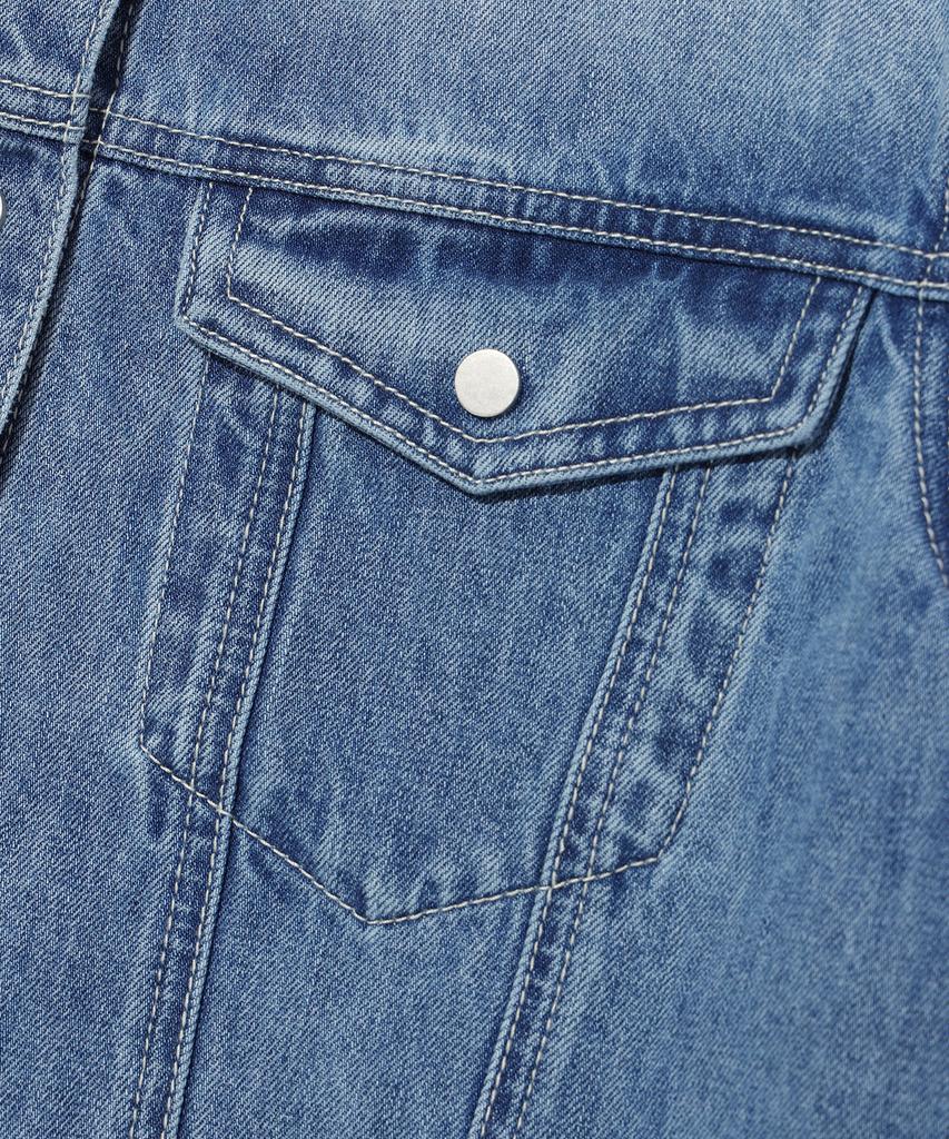 Dist Nine Crop Denim Short Sleeve Shirt Light Indigo (Lp2Yf337-062)