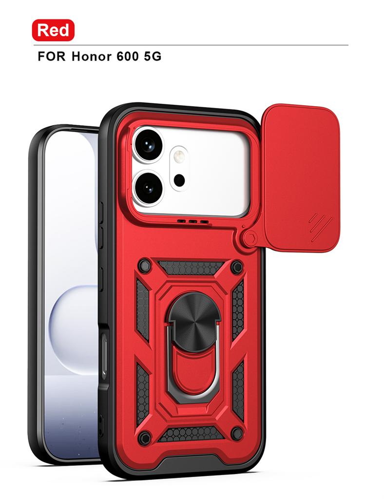 Armor Shockproof Case For Honor 600 Lite 600Pro Magnetic Ring Holder Slide Lens Cover For Honor 600 Honor600 Pro 5G Coque Funda