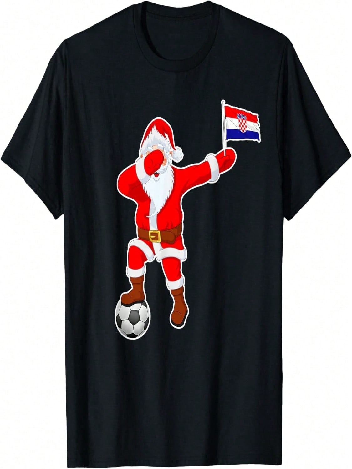 Croatia Soccer Shirt Dabbing Santa Christmas Croatian Flag T-Shirt S разноцветный