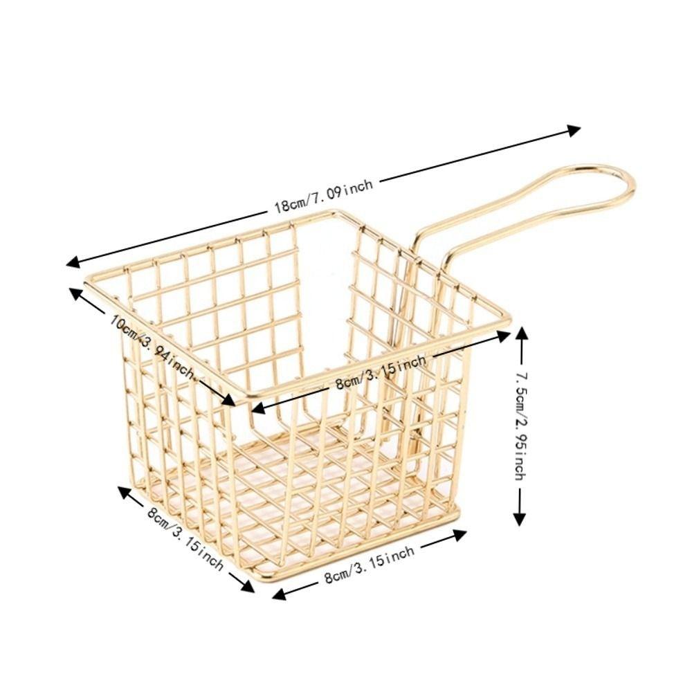 Square Shape Fryer Basket Silver Rose Gold Gold Frying Strainer French Fry Holder Cooking Frying