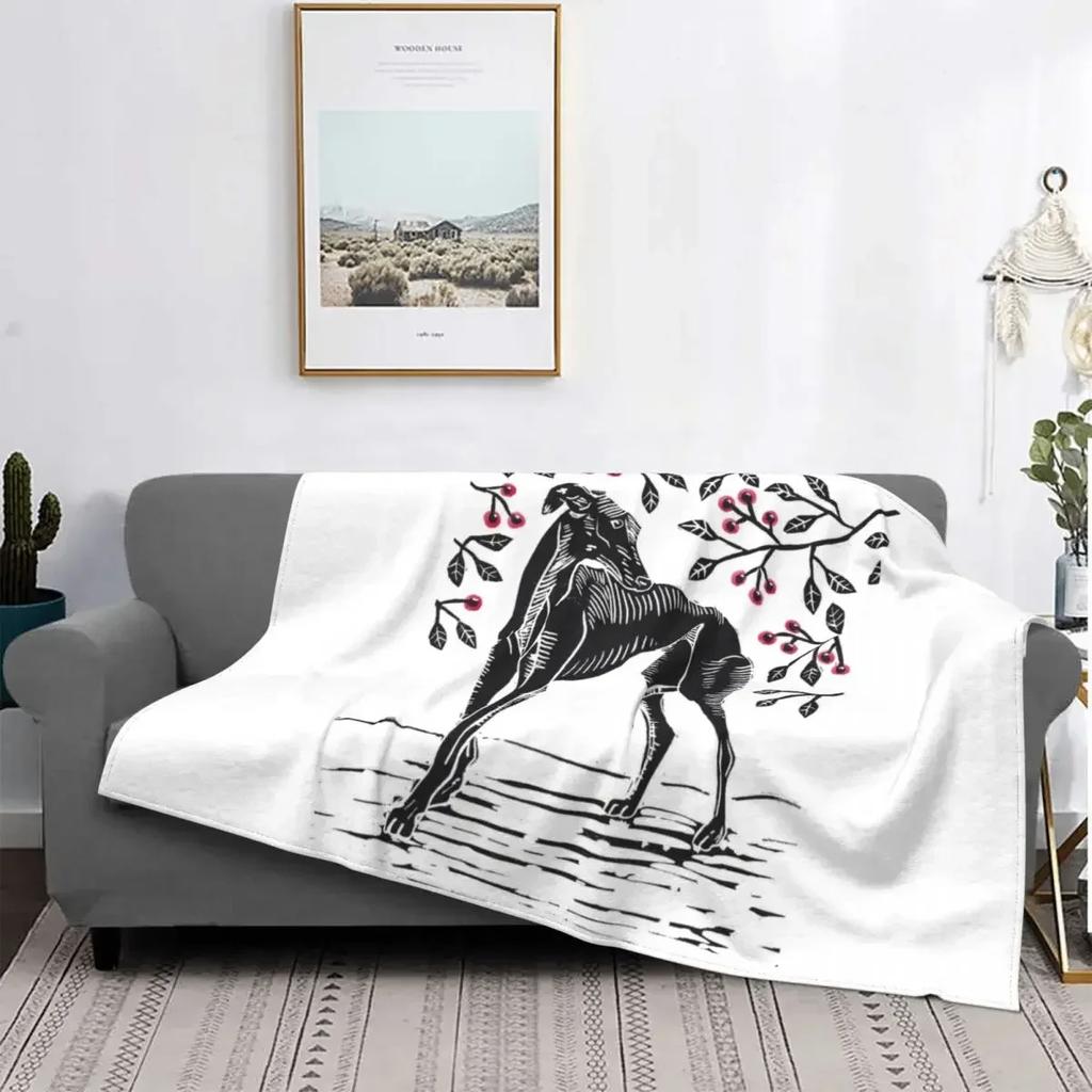 The Whippet Blanket Soft Flannel Fleece Warm Greyhound Sighthound Dog Throw Blankets for Office Bedding Couch Bedspreads