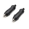 Car Cigarette Lighter Socket Plug Connector Plastic Metal 12-24V Black Pack of 2