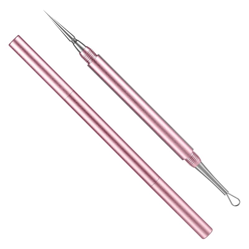 Blackhead Extractor, Metal 2 In 1 Acne Clean Needle Professional Pimple Popper Needle Whitehead Popping Extractor Double-Ended Black Head Remover