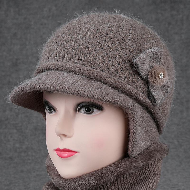 Hat Ladies Ear Protector Warm Wool Hat Winter Grandma Fleece Cold Hat