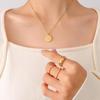 Korean Abstract Portrait Pendant Necklace - Gold Plated Titanium Steel